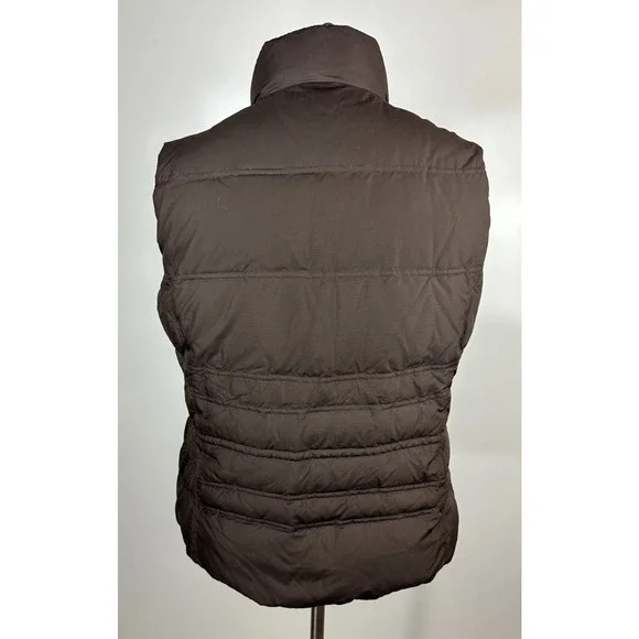 Eddie Bauer Goose Down Puffer Vest Women's XL Brown Quilted Snap Zip Pockets - Picture 7 of 8